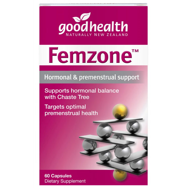 Femzone™ is a unique combination of key herbal extracts and vitamin B6 specifically designed to support hormonal balance, menstrual and reproductive health. Femzone™ provides premenstrual support for those experiencing mood swings, irritability, breast tenderness, bloating, and abdominal discomfort.